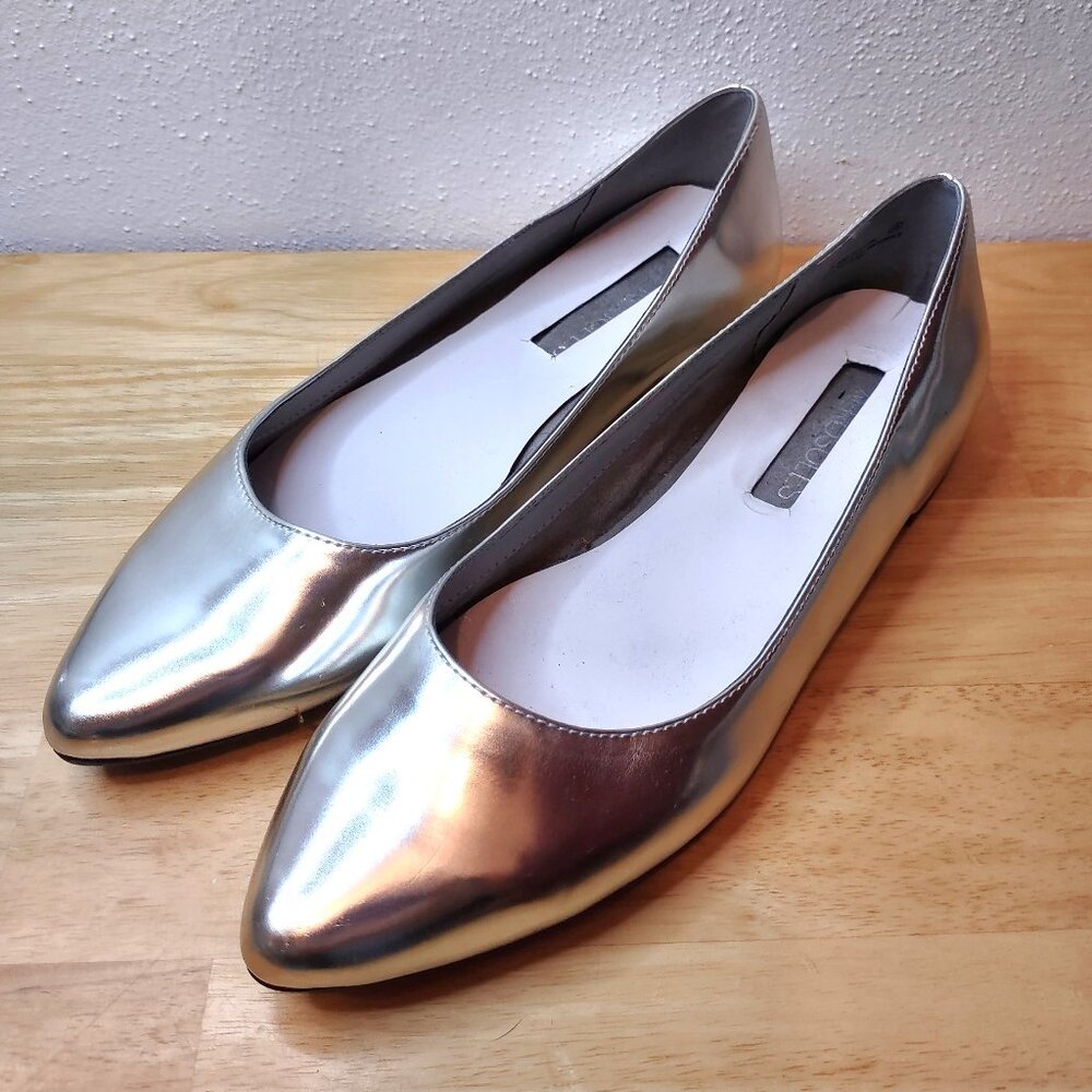 AEROSOLES Metallic Silver Pointed-Toe Flats